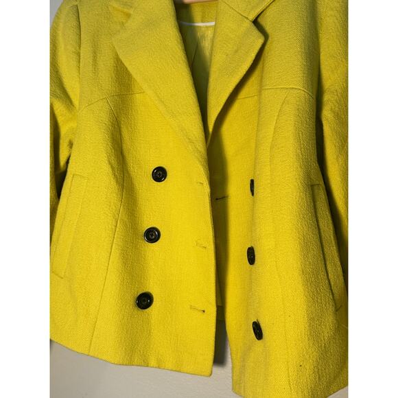 Women's Size M Maeve by Anthropologie Citrus Yellow Green Double-Breasted Blazer - Picture 4 of 6
